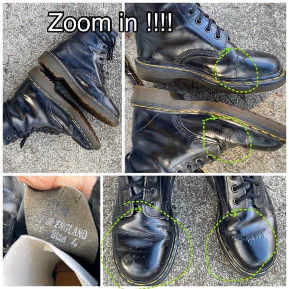 Vintage Dr. Martens Docs Boots Made In England Combat shoes MIE 1460 Uk 4 US 6 - Picture 4 of 13